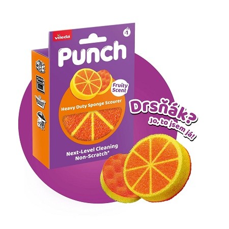 Vileda PUNCH houbička Pomeranč /rychle,razantně bez poškozen